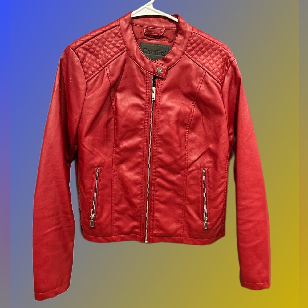 Red Cavilini Faux Leather Jacket